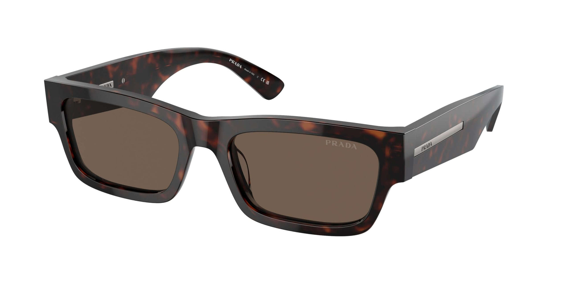 PRADA 0PR A03S stylish sunglasses in tortoiseshell frames with dark lenses, perfect for fashion-forward looks.