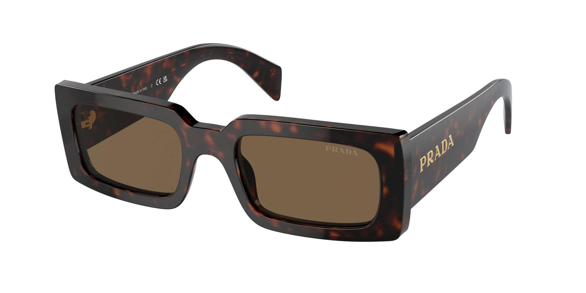 PRADA 0PR A07S sunglasses in tortoiseshell design, stylish eyewear suitable for prescription and fashion needs.