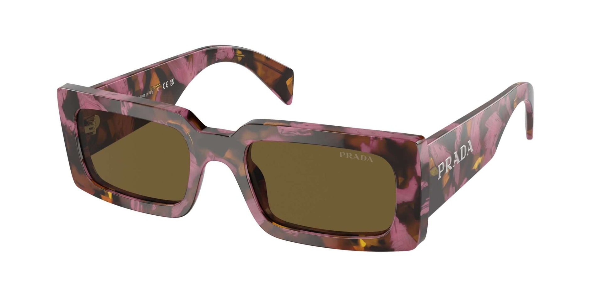 PRADA 0PR A07S sunglasses, stylish pink and brown eyewear for a chic look, perfect for prescription lenses.