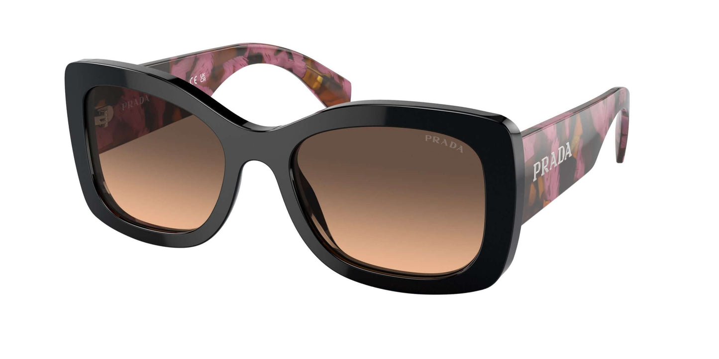 PRADA 0PR A08S sunglasses featuring a stylish black frame with a floral design, perfect for eyewear lovers.