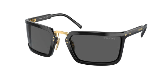 PRADA 0PR A11S sunglasses featuring stylish black frames and gold accents, perfect for eyewear enthusiasts and prescription needs.