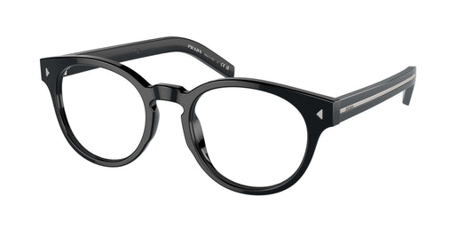 PRADA 0PR A14V stylish black eyeglasses with round lenses and distinctive design, perfect for a chic look.