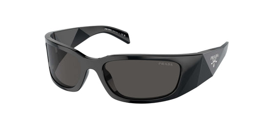 PRADA 0PR A19S stylish black sunglasses with sleek design and dark lenses for a chic summer look.