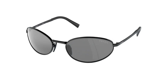 PRADA 0PR A59S stylish black sunglasses with sleek oval lenses for modern fashion enthusiasts.