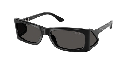 PRADA 0PR B03S stylish black sunglasses with angular design and dark lenses, perfect for a chic look.