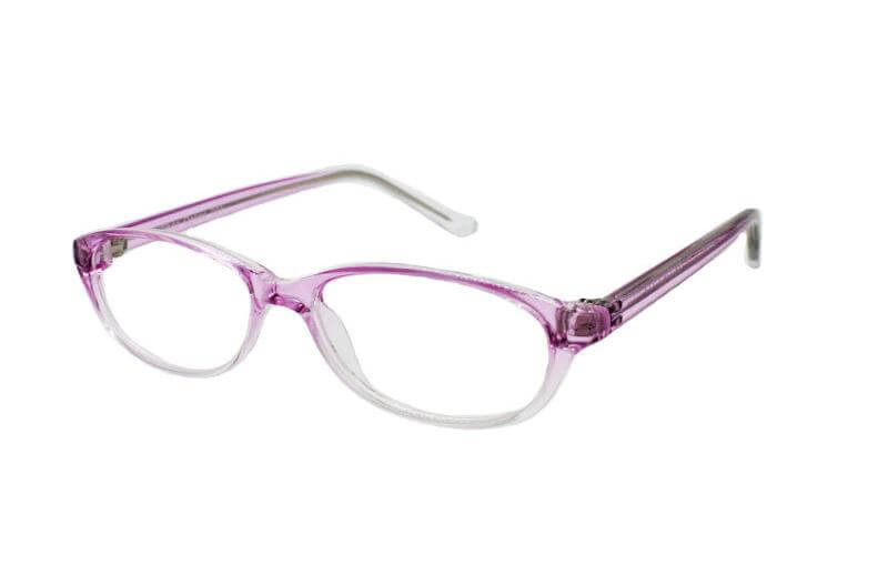 Stylish purple prescription glasses with clear frames, perfect for a modern look and vision correction.