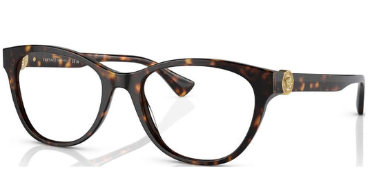 VERSACE 0VE3330 stylish tortoiseshell eyeglasses with signature logo, perfect blend of elegance and fashion.