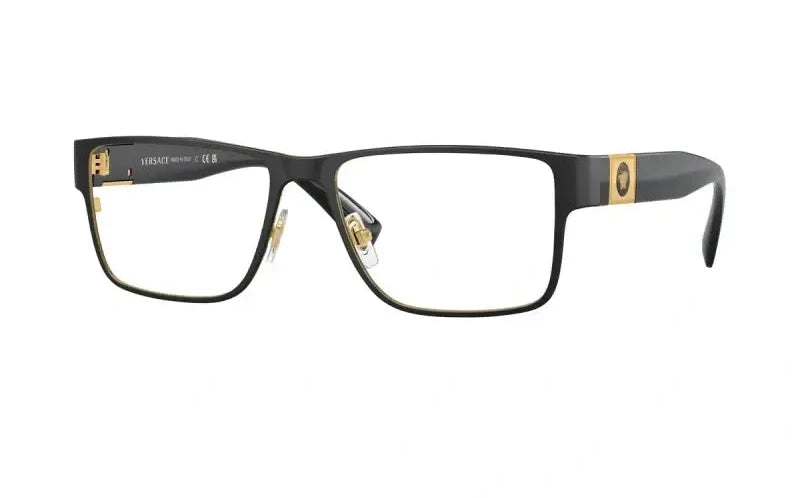 Versace VE1274 stylish eyeglasses with a modern frame design and gold accents for a sophisticated look.