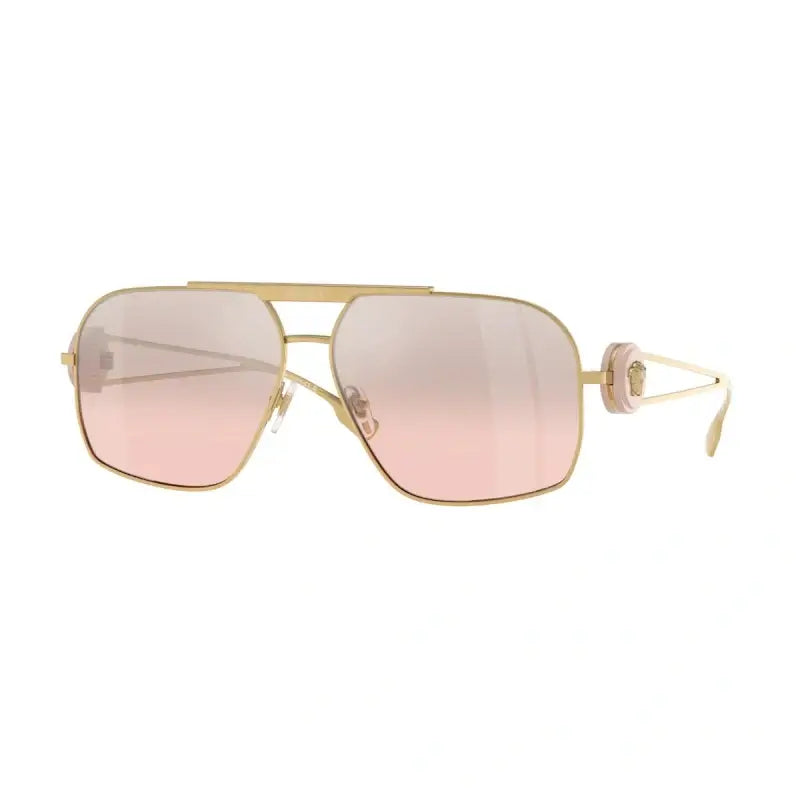 Versace VE2269 sunglasses featuring a stylish gold frame and gradient pink lenses for a luxurious look.