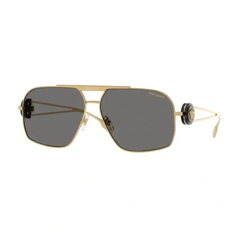 Versace VE2269 sunglasses featuring a gold frame and black lenses, perfect for a stylish look.