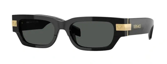 Versace 0VE4465 black sunglasses with gold accents, stylish and modern design for upscale fashion.